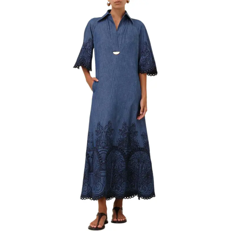 Zimmermann SS25 Summer Swimsuit Collection Short Sleeved Dress Women's Blue-2