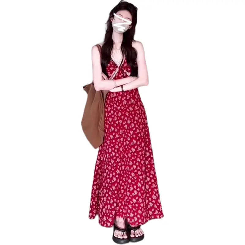 GOSO Slip Dresses Women's Red-4