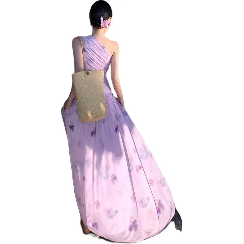 / Sleeveless Dresses Women's Pink Purple-0