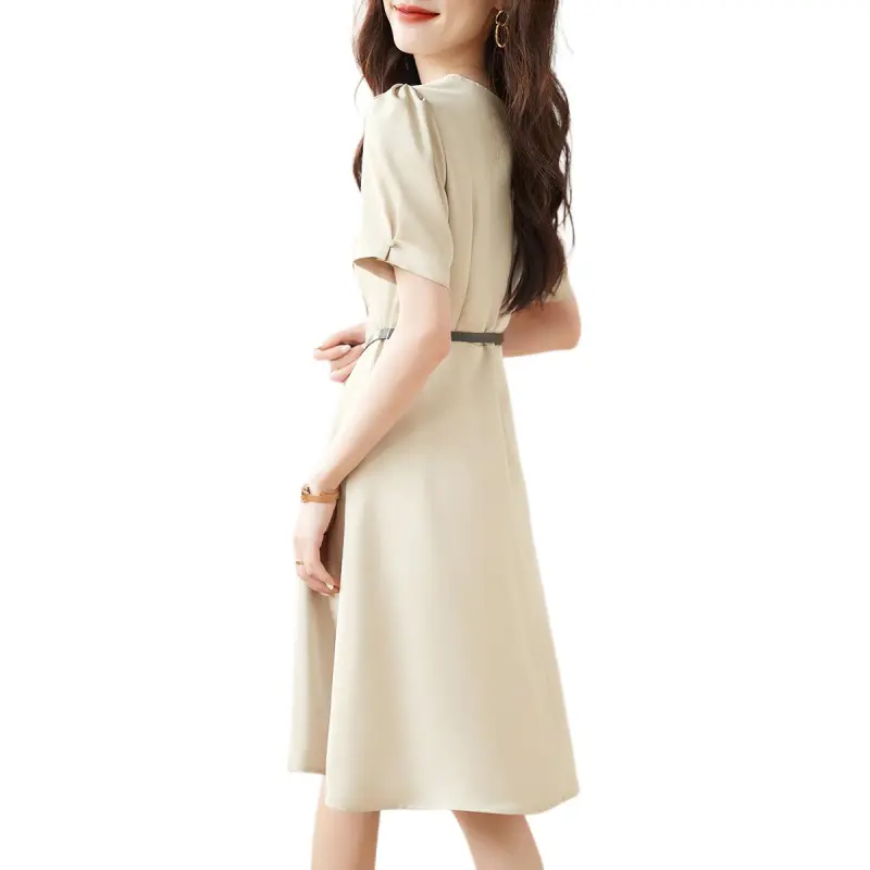 Mo Han Yi Mei Short Sleeved Dress Women's Khaki-1