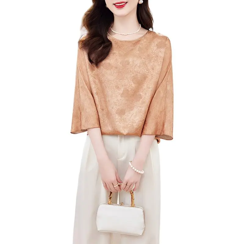 Yi Mengyuan 3/4 Sleeved Silk Shirt Women's-3