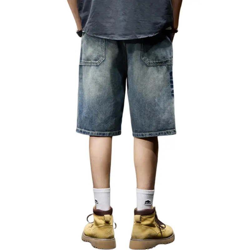 BUYDAUL Denim Shorts Men Blue-1
