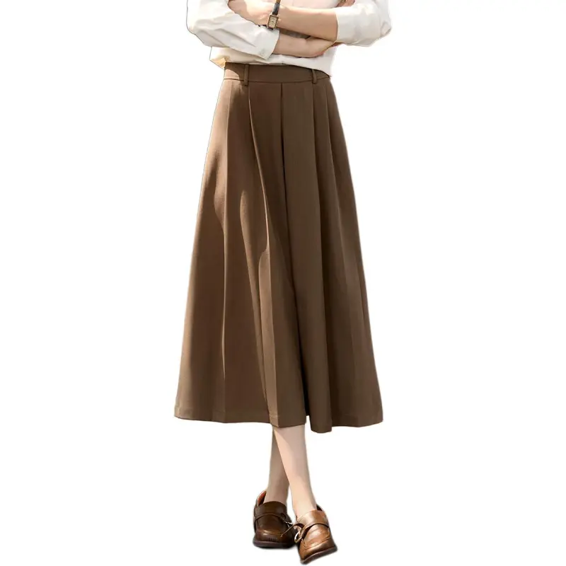 Mo Han Yi Mei Casual Long Skirt Women's Khaki Green-4