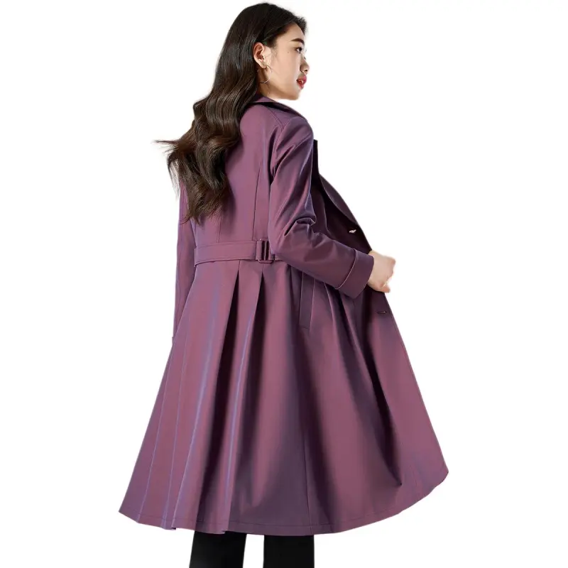Mylan Spring Fall Trench Coat Loose Fit Women's Purple-0