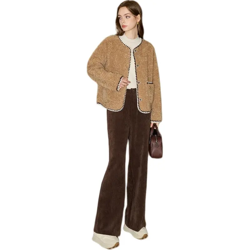 KUHNMARVIN Velvet feel Coat Women's Yellow Brown-2