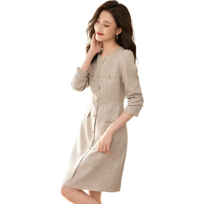Mo Han Yi Mei Long Sleeved Dress Women's Oat-7