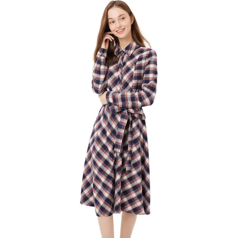Hush Puppies Long Sleeved Dresses Women's Blue Red-2