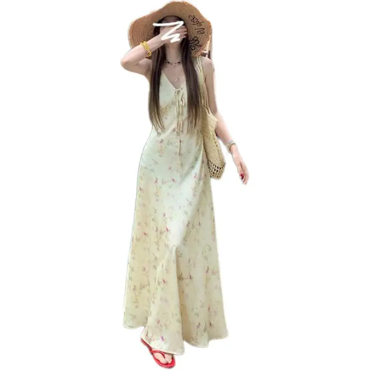 Dior Beauty Sleeveless Dress Women's Apricot-4