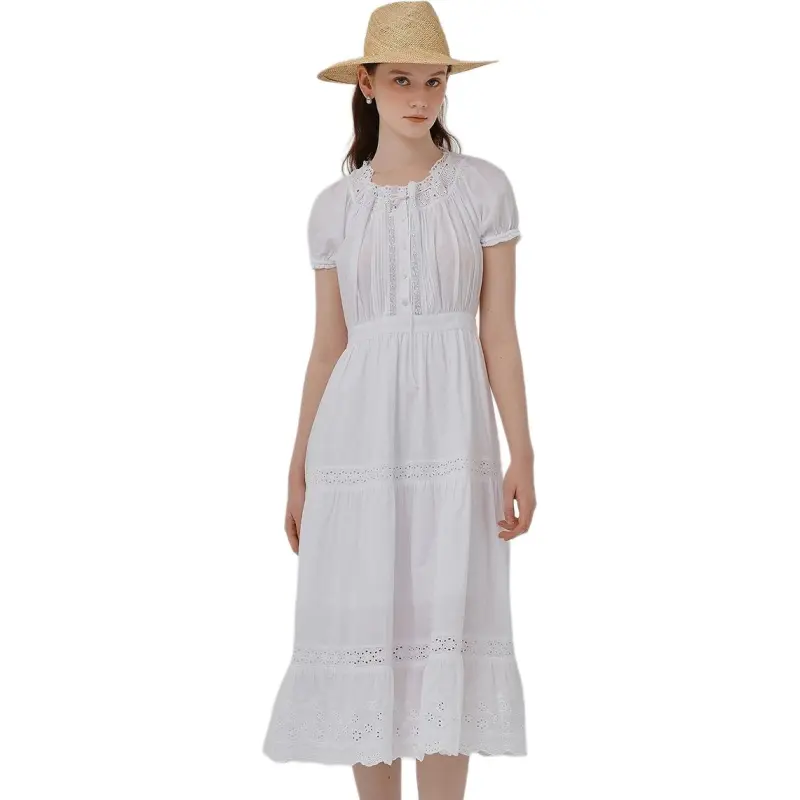 Teenie Weenie Short Sleeved Dress Women's Ivory White-2