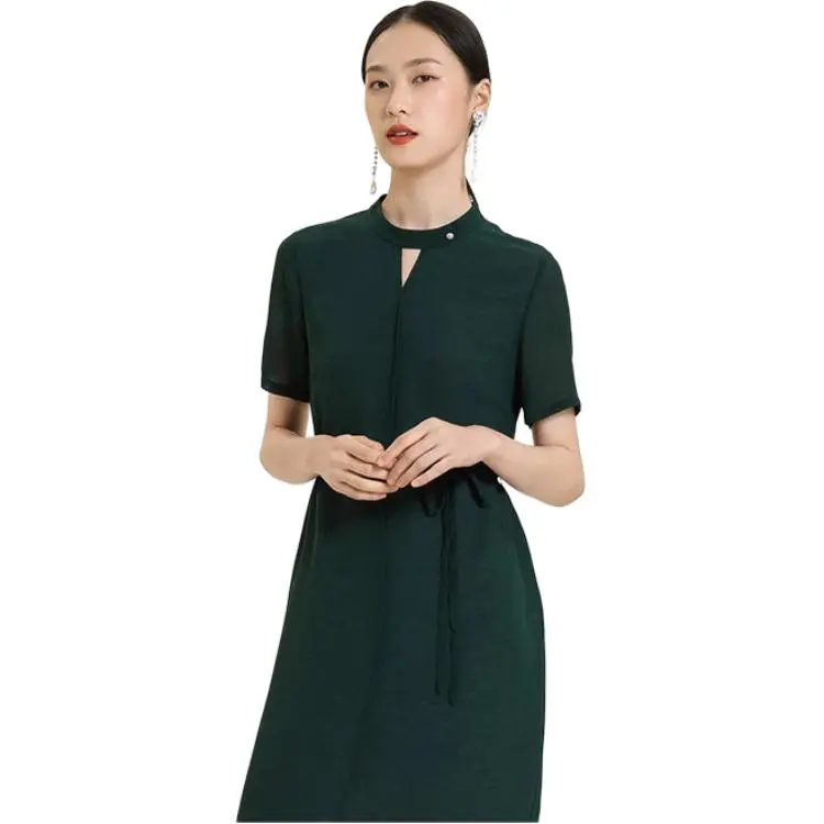 QIAOWANNI Short Sleeved Dress Women's Forest Green-2