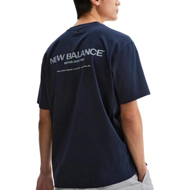 New Balance FROZENSEMI OVER FIT T Shirt Men's Marine Blue-5