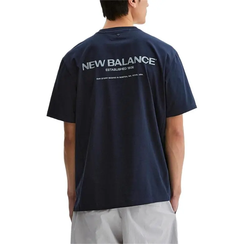 New Balance FROZENSEMI OVER FIT T Shirt Men's Marine Blue-4