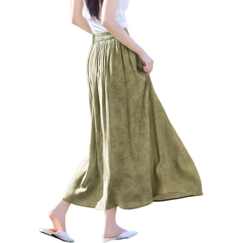 XWI Casual Long Skirts Women's Spring Aqua Green-2