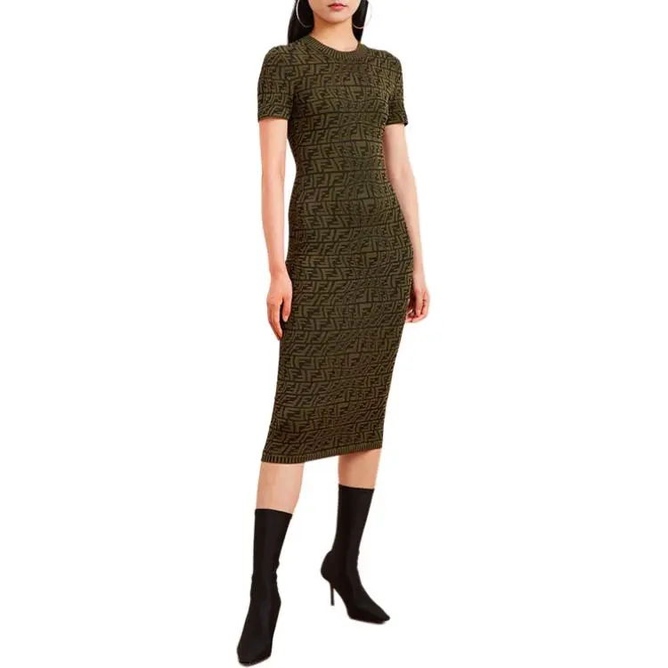 FENDI Short-Sleeved Dresses Women's Green-2