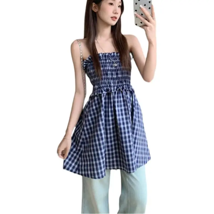 Mu Xiao Xin Slip Dresses Women's Navy Blue-1