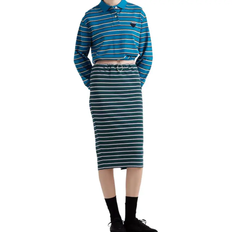 PRADA Striped Slit Detailed Midi Skirt-1