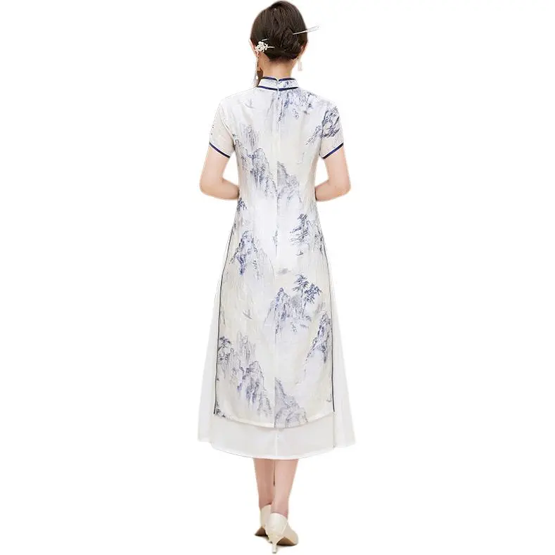 Yi Mengyuan Short Sleeved Dress Women's White-0