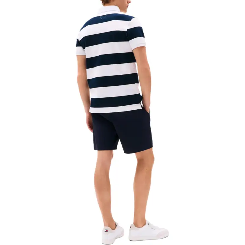 Tommy Hilfiger Polo Shirt Men's Navy Blue With White Stripes-1