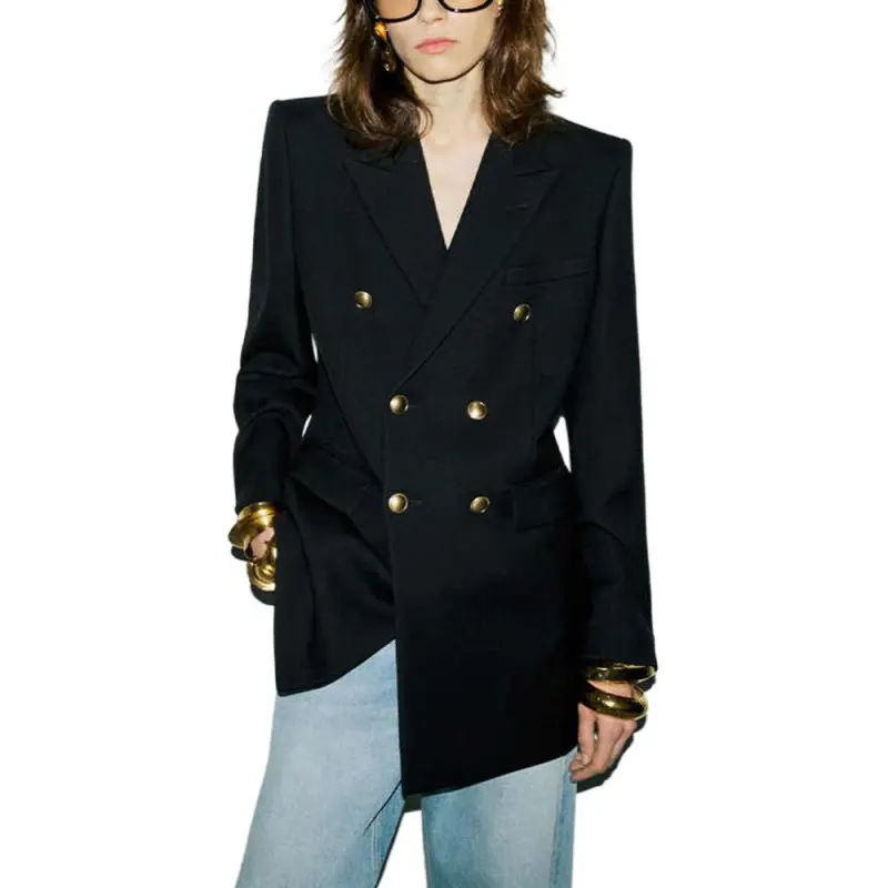 SAINT LAURENT Wool Gabardine Blazer 'Black'-2