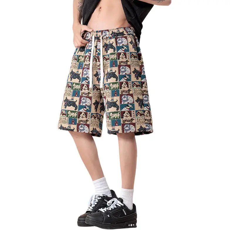 PRBLMS Casual Shorts Men Embroidery Dog-3