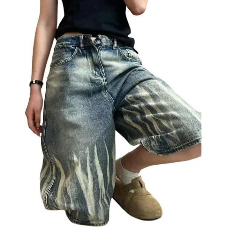 BENGEN Denim Shorts Unisex Blue-3