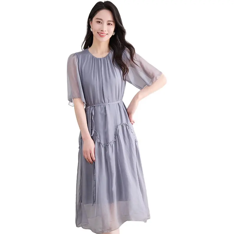 Yi Mengyuan Silk Short Sleeved Dress Women's-4