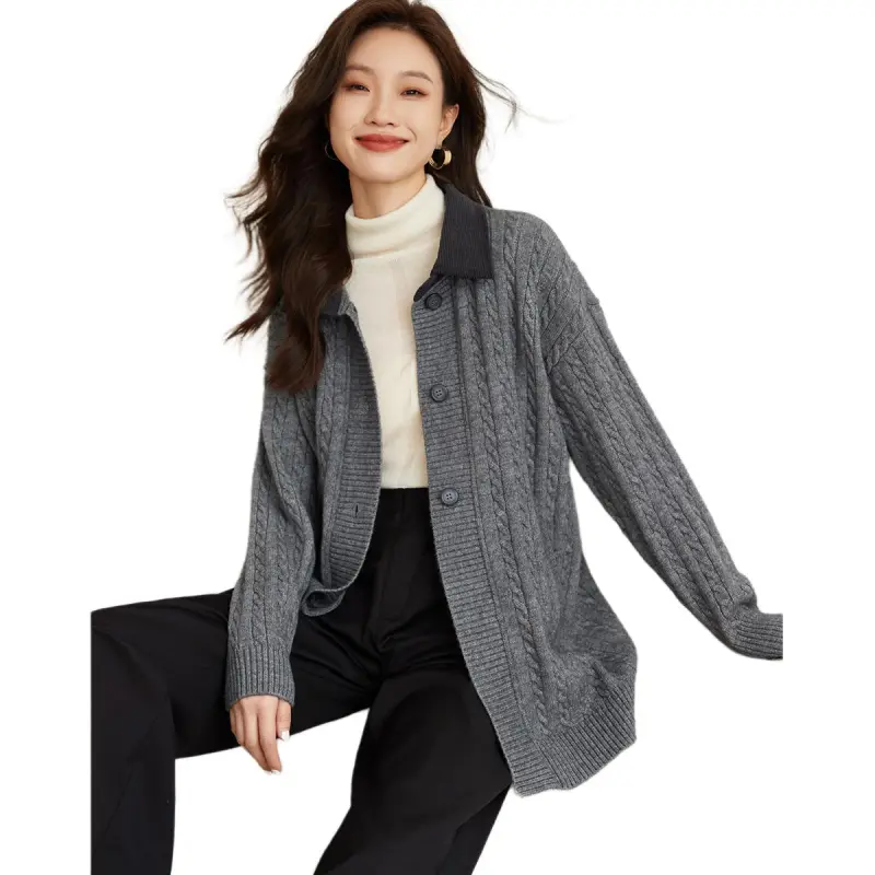 Mo Han Yi Mei Knitwear Women's Heather Gray-4