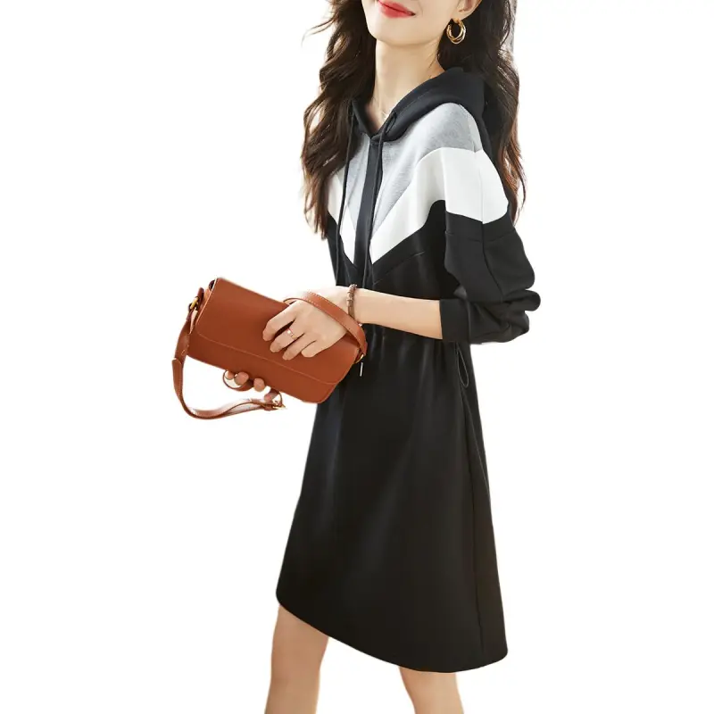 Mo Han Yi Mei Long Sleeved Dress Women's Black-5