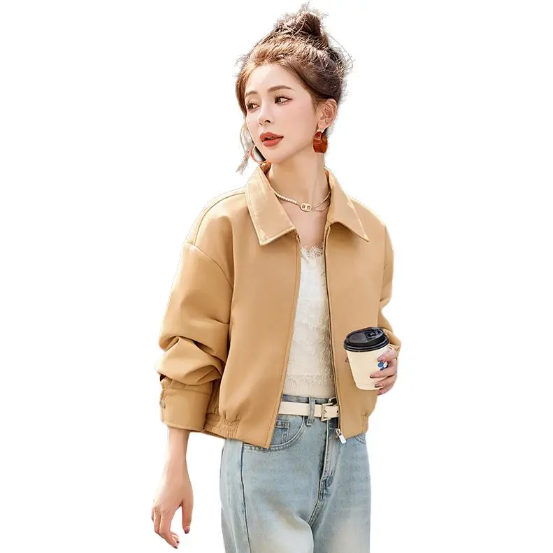 Yi Mengyuan Leather Jackets Coats Women's-5
