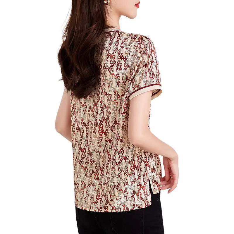 Yi Mengyuan Short Sleeved Silk T Shirt Women's-4