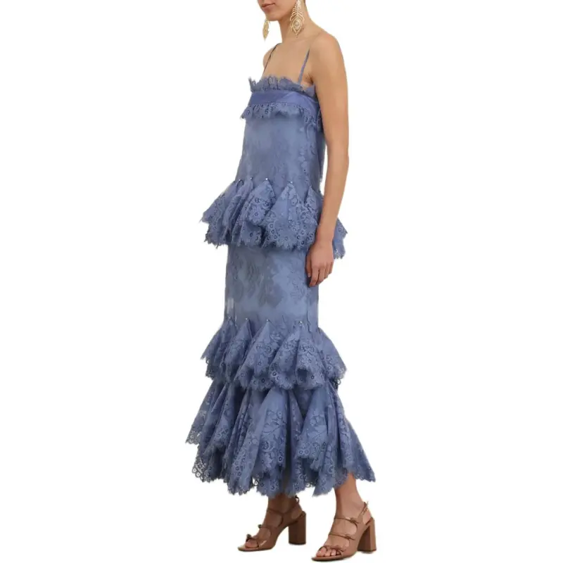 Zimmermann FW24 Slip Dresses Women's Gray Blue-3