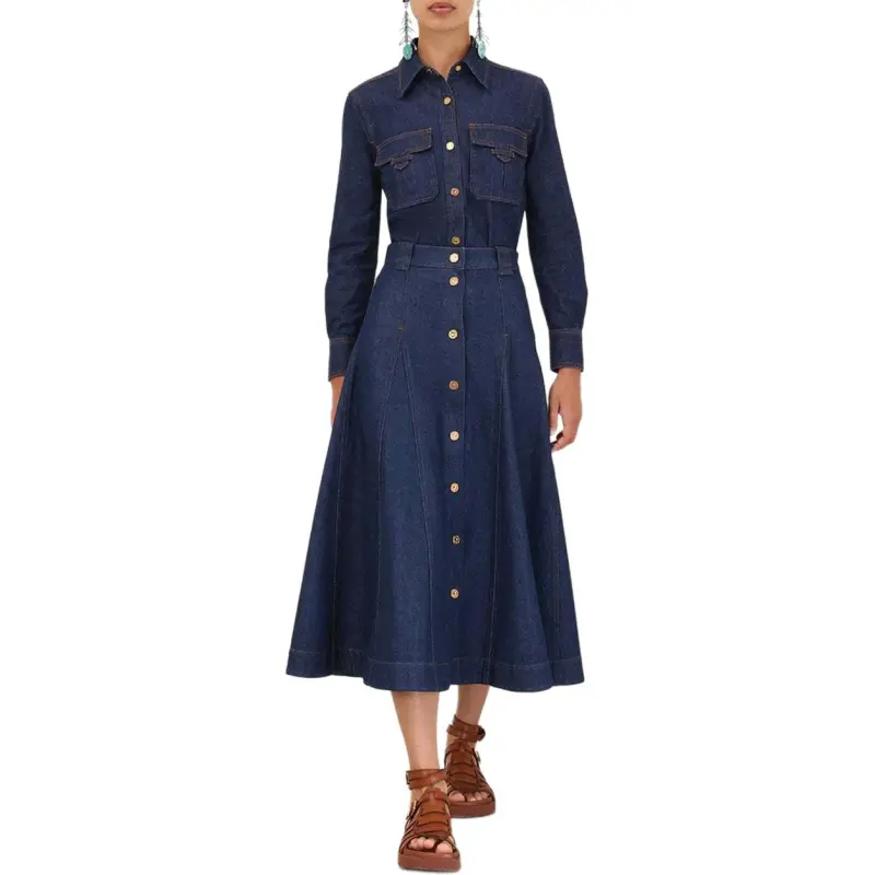 Zimmermann SS25 Denim Long Skirts Women's Blue-1