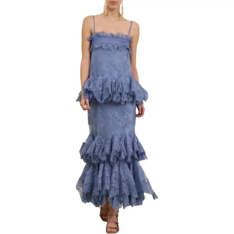 Zimmermann FW24 Slip Dresses Women's Gray Blue-4