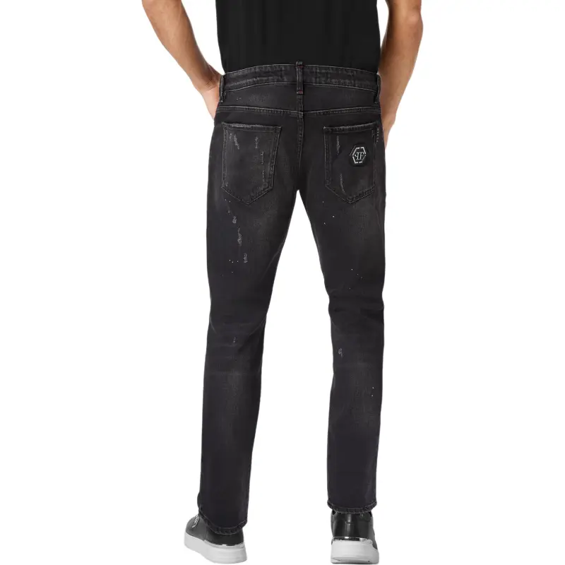 PHILIPP PLEIN Mid Rise Distressed Straight Leg Jeans-3