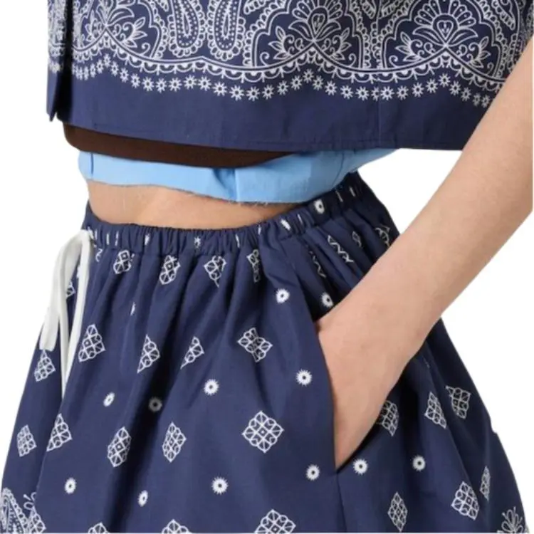 MIU MIU Paisley Printed Drawstring Mini Skirt-5