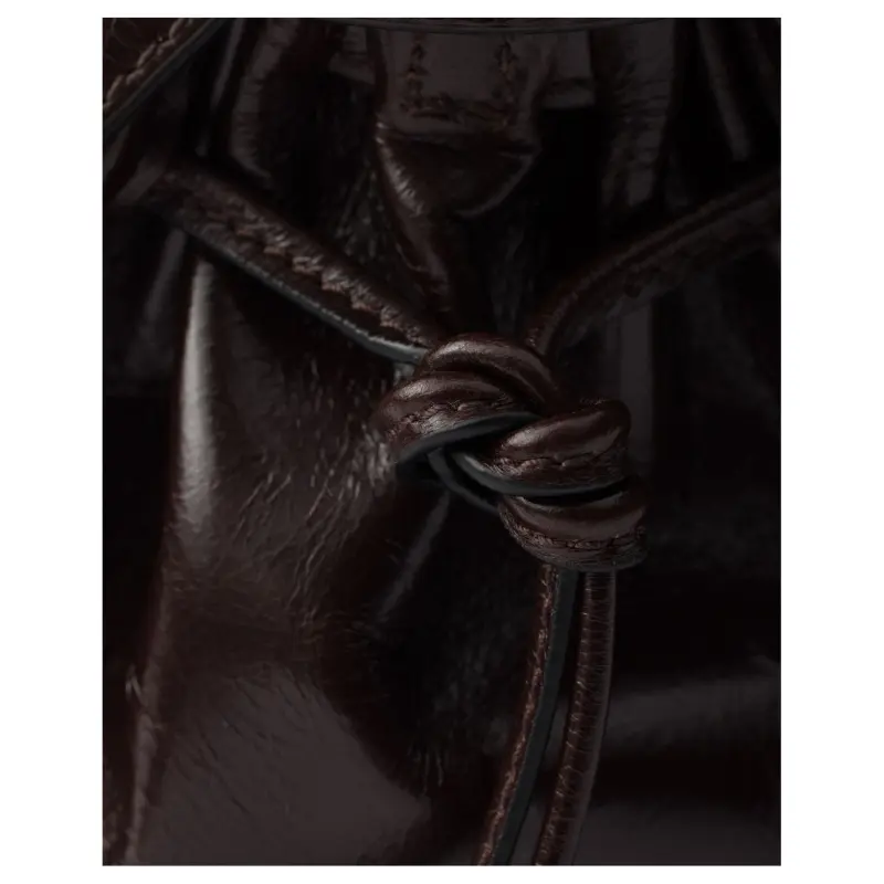 PRADA Leather Shoulder Bag Small Size Women's Dark Brown-4