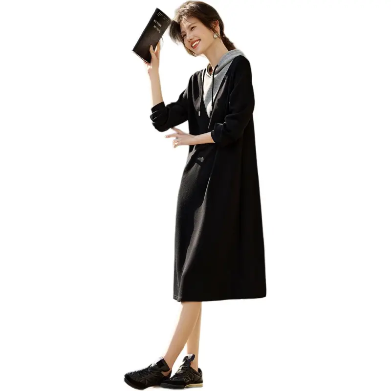 XWI Long Sleeved Dresses Women's Black & Heather Gray-4