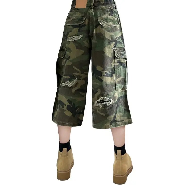 CORNILOT Denim Shorts Unisex Green Camouflage-4