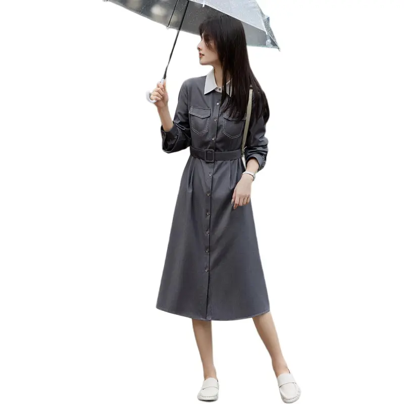 XWI Long Sleeved Dresses Women's Dark Gray-3