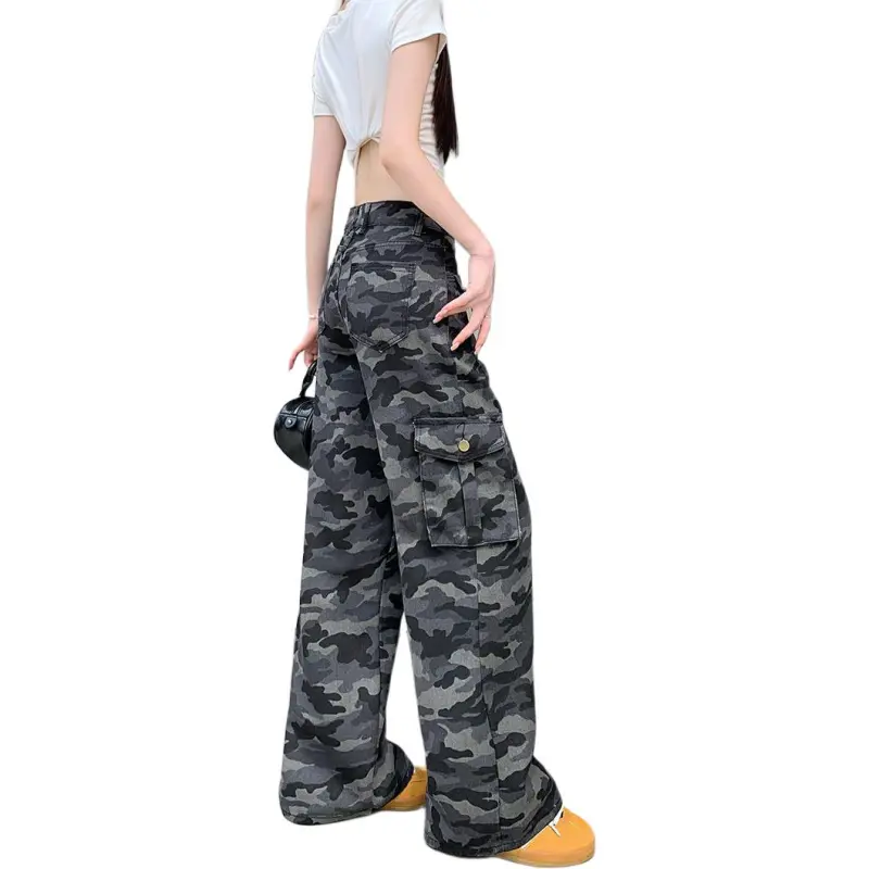 Flowers in water Jeans Women's Camouflage-1