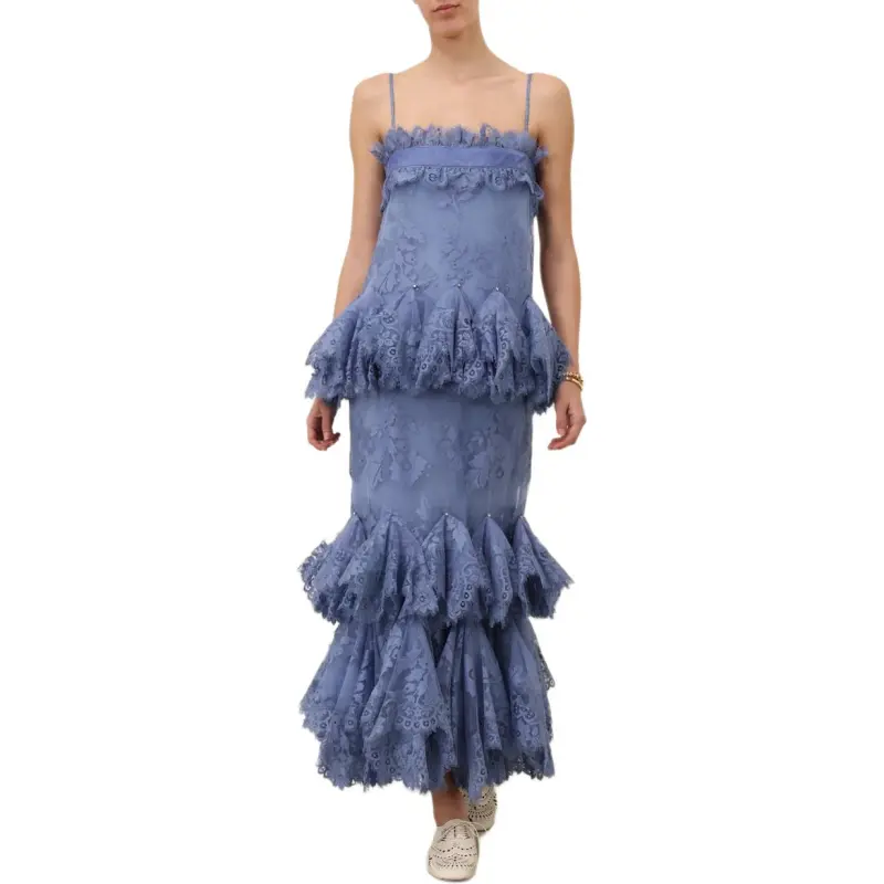 Zimmermann FW24 Slip Dresses Women's Gray Blue-1