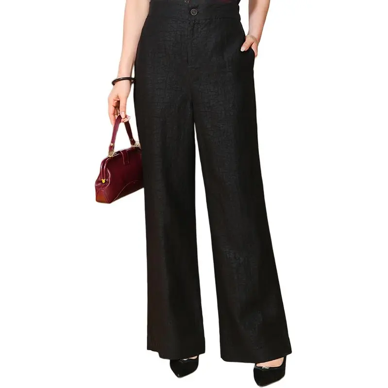 Yi Mengyuan Silk Casual Pants Women's Black-5