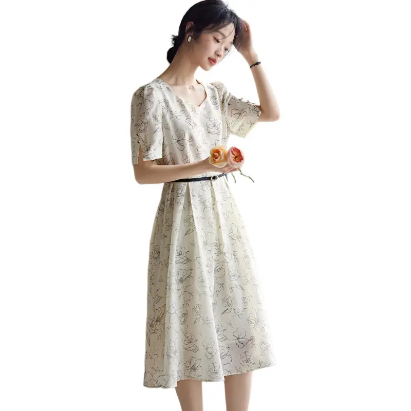 XWI Short Sleeved Dresses Women's Line Pattern-2