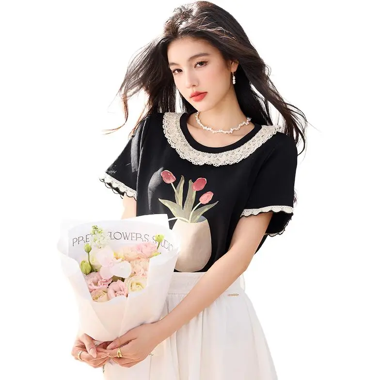La Chapelle Regular T Shirt Women's Black-2