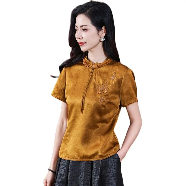 Yi Mengyuan Short Sleeved Silk Shirt Women's-1
