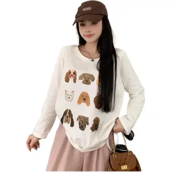 GOSO T Shirt Women's Puppy Head Apricot T