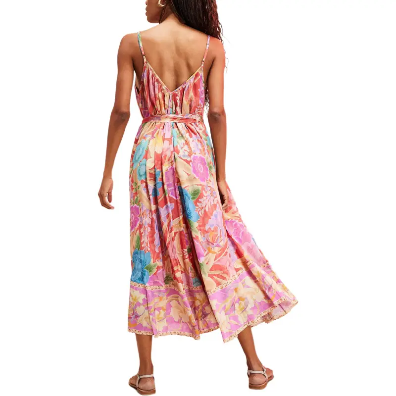 FREE PEOPLE Spell Painter's Garden Maxi Dress Slip Dresses Women's Crimson/Deep Red-1