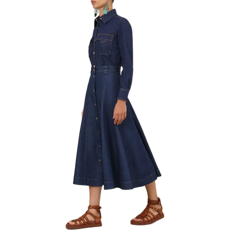 Zimmermann SS25 Denim Long Skirts Women's Blue-3