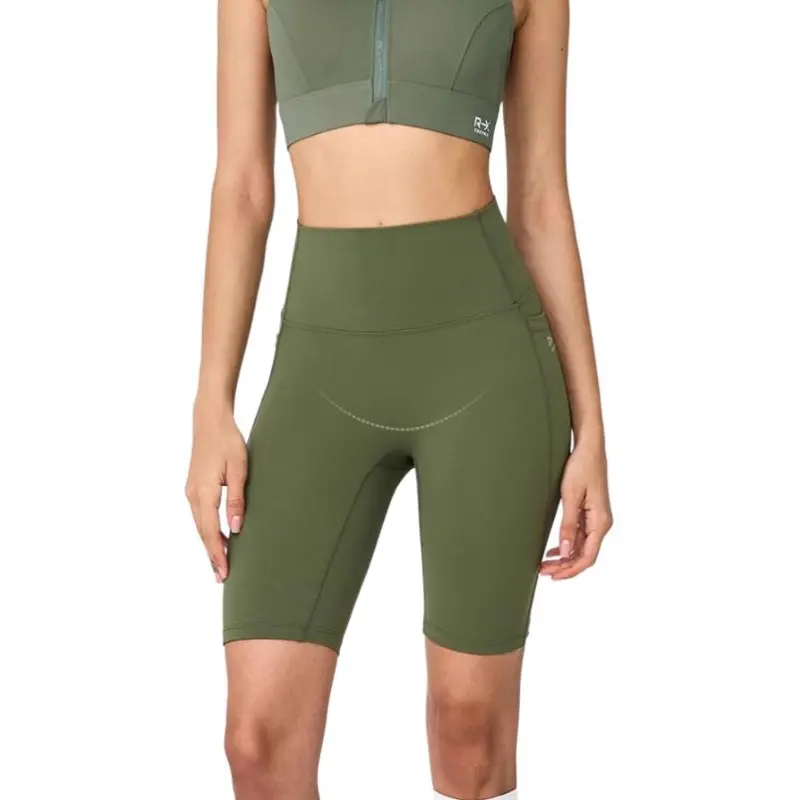 XEXYMIX Yoga Shorts Women's Khaki Green-2