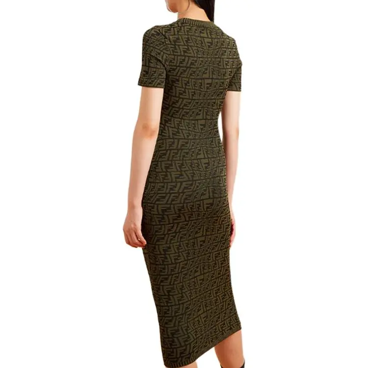 FENDI Short-Sleeved Dresses Women's Green-3